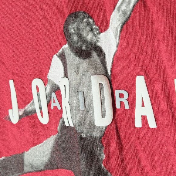 Air Jordan Spell Out Jumpman Red T-Shirt Men's Large Red Puff Print Michael - Picture 3 of 7
